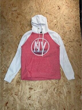 Salt Creek New York Hoodie Mens Small Red White Raglan Sleeve NY Graphic